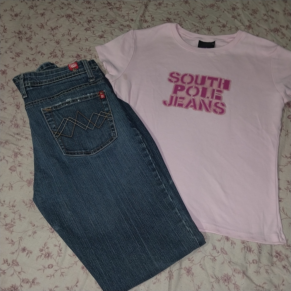 South Pole Pink Tee and Blue Jeans Set